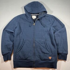 Weatherproof Vintage Sherpa Lined Full Zip Hoodie Jacket Men's XL Blue Fleece